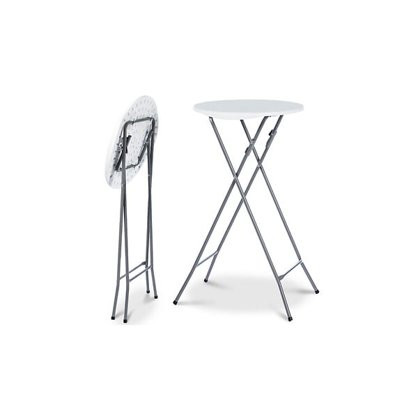 ID MARKET - Lot de 4 tables hautes pliantes 105 cm et 4 housses blanches - large