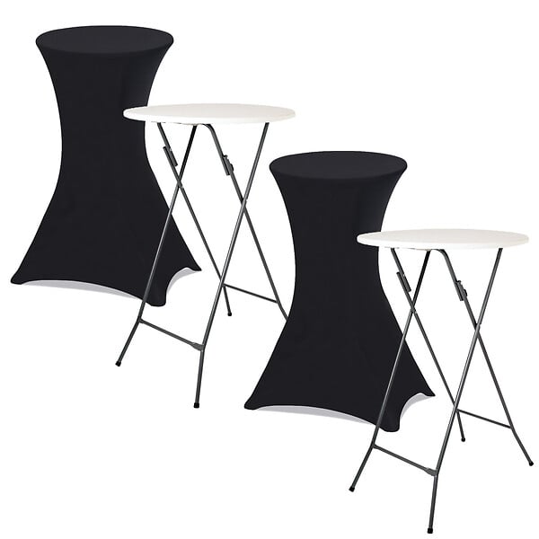 ID MARKET - Lot de 2 housses noires pour table haute pliante 105 cm - large