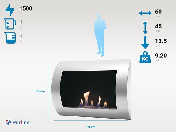 PURLINE - Cheminée à l'éthanol en acier incurvé - large