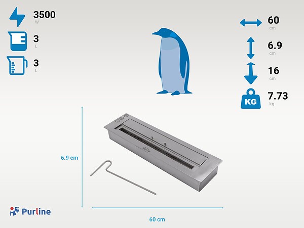 PURLINE - Bloc de combustion de taille moyenne avec fibre céramique et régulateur de flamme - large