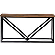 ID MARKET - Range bûches horizontal HAWKINS acier noir plateau bois foncé pour cheminée - vignette