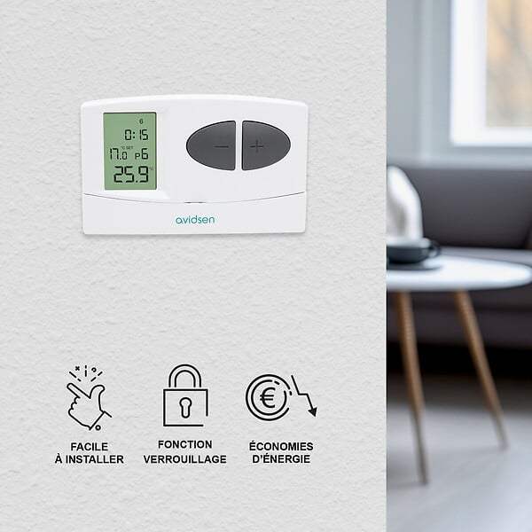 AVIDSEN - Thermostat programmable filaire pour chauffage ou climatisation - Avidsen - 103954 - large