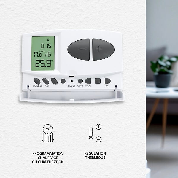 AVIDSEN - Thermostat programmable filaire pour chauffage ou climatisation - Avidsen - 103954 - large