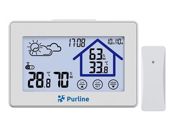 PURLINE - Station météo tactile avec hygromètre et capteur extérieur - large