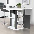 ID MARKET - Ilot central UGO 110 cm bois blanc et gris avec rangements - vignette