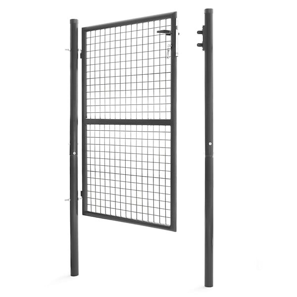 ID MARKET - Portillon de jardin 105 x 125 cm en acier gris anthracite avec serrure et poignée - large