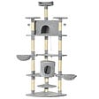 PAWHUT - Arbre à chat multi-équipement griffoirs 2 niches 2 hamacs plateformes boules suspendues corde peluche grise - vignette