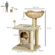 PAWHUT - Arbre à chat style cosy chic griffoirs boule ressort niche panier 2 coussins inclus quenouille sisal naturel peluche beige - vignette