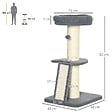PAWHUT - Arbre à chat 3 griffoirs grattoirs sisal naturel plateforme panier 2 boules suspendues peluche haute densité 220 g/m² gris - vignette