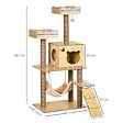 PAWHUT - Arbre à chats design contemporain griffoirs grattoirs sisal naturel niche plate-formes hamac boule panneaux particules beige - vignette