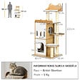 PAWHUT - Arbre à chat design contemporain griffoir sisal naturel 2 niches plateformes jeu boule suspendue MDF blanc aspect hêtre clair - vignette