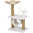 PAWHUT - Arbre à chat style cosy chic fleur - griffoirs, tunnel, plateformes, 4 jeux de boules -  peluche blanche quenouille tressée - vignette