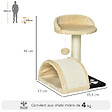 PAWHUT - Arbre à chat griffoir grattoir design jeu boule suspendue + plateforme peluche sisal naturel beige - vignette
