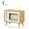 PAWHUT - Maison pour chat design poste de télévision - niche chat panier chat - coussin amovible, boule à ressort - aspect bois clair blanc - vignette