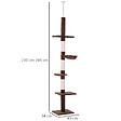 PAWHUT - Arbre à chat poteau à griffer L40 x l 34 x H 230-260 cm 5 niveaux d'activités marron - vignette