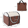 PAWHUT - Sac de transport pour chien et chat pliable - poignée, entrée zippée, fenêtres maillées enroulables- coussin inclus - acier oxford marron beige - vignette