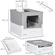 PAWHUT - Maison de toilette pliable pour chat - tiroir à litière coulissant, porte battante et trappe transparente, pelle - blanc gris - vignette