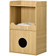PAWHUT - Maison de toilette chat - porte, niche avec coussin, plateau - panneaux aspect bois clair - vignette
