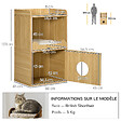 PAWHUT - Maison de toilette chat - porte, niche avec coussin, plateau - panneaux aspect bois clair - vignette