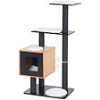 PAWHUT - Arbre à chats design contemporain griffoirs grattoirs sisal naturel centre d'activités niche plate-formes jeu boules suspendues 71L x 49l x 120H cm MDF noir hêtre - vignette