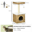 PAWHUT - Arbre à chat style cosy chic griffoir sisal niche plateforme d'observation boule jacinthe d'eau peluche aspect fourrure - vignette