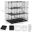 PAWHUT - Cage parc enclos rongeurs modulable dim. L 111 x l 75 x H 119 cm 3 niveaux 4 portes fil métallique noir - vignette