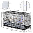 PAWHUT - PawHut Cage à oiseaux dim. 59,5L x 29,8I x 35,3H cm mangeoires perchoirs 4 portes plateau excrément amovible + poignée transport métal PP noir - vignette