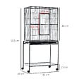PAWHUT - PawHut Cage à Oiseaux Portable avec 4 Mangeoires et 4 Perchoirs Pratique 81 x 48 x 163 cm Noir et Gris - vignette