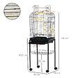 PAWHUT - PawHut Cage à oiseaux volière amovible sur roulettes - toit ouvrant, tiroir déjection, 2 perchoirs, 2 trappes, porte, 2 mangeoires, 2 poignées - étagère - acier PP noir - vignette