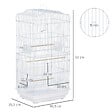 PAWHUT - Cage à oiseaux volière avec mangeoires perchoirs plateau amovible 2 portes dim. 46,5L x 35,5l x 92H cm métal blanc - vignette