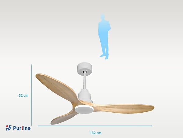 PURLINE - Ventilateur de plafond Réversible  Thermostat Pays vendable Wifi Moteur à courant continu Toits en pente Télécommande Hypersilence Mémoire - large