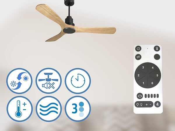 PURLINE - Ventilateur de plafond Réversible  Thermostat Wifi Moteur à courant continu Toits en pente Télécommande Hypersilence Mémoire - large