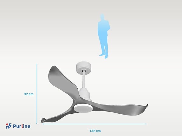 PURLINE - Ventilateur de plafond Réversible  Thermostat Wifi Moteur à courant continu Toits en pente Télécommande Mémoire - large