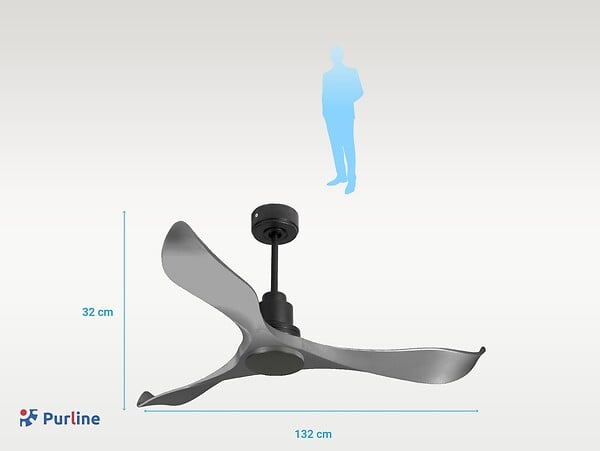 PURLINE - Ventilateur de plafond Réversible  Thermostat Wifi Moteur à courant continu Toits en pente Télécommande Mémoire - large