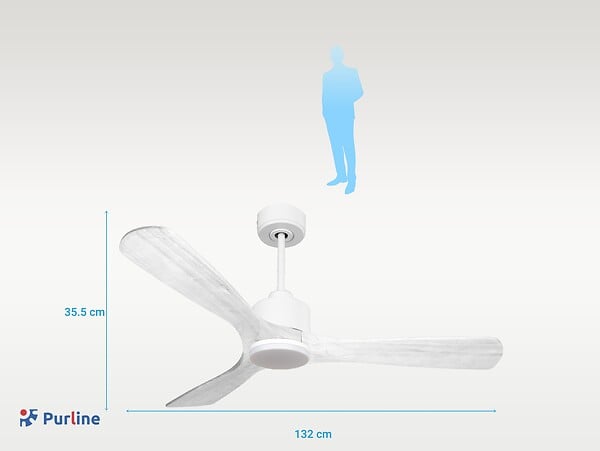 PURLINE - Ventilateur de plafond Réversible  Thermostat Dimmable Wifi Moteur à courant continu Toits en pente Télécommande Lumière à trois tons Hypersilence Mémoire - large