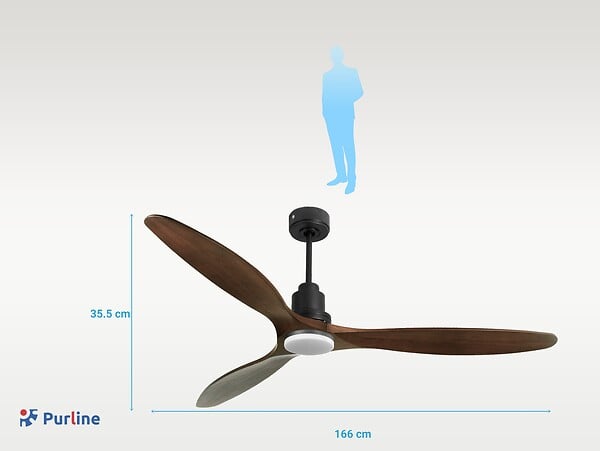 PURLINE - Ventilateur de plafond Réversible  Thermostat Dimmable Wifi Moteur à courant continu Toits en pente Télécommande Lumière à trois tons Hypersilence Mémoire - large