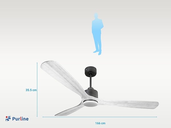 PURLINE - Ventilateur de plafond Réversible  Thermostat Dimmable Wifi Moteur à courant continu Toits en pente Télécommande Lumière à trois tons Hypersilence Mémoire - large