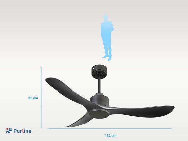 PURLINE - Ventilateur de plafond Réversible  Thermostat Wifi Moteur à courant continu Toits en pente Télécommande Hypersilence Mémoire - large