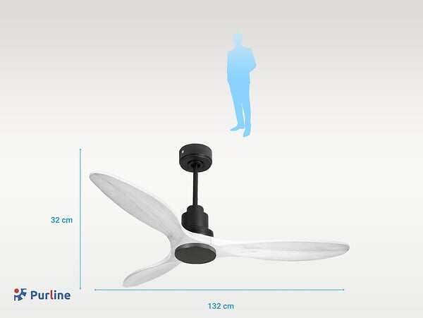 PURLINE - Ventilateur de plafond Réversible  Thermostat Wifi Moteur à courant continu Toits en pente Télécommande Hypersilence Mémoire - large