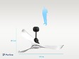 PURLINE - Ventilateur de plafond Réversible  Thermostat Dimmable Wifi Moteur à courant continu Toits en pente Télécommande Lumière à trois tons Adaptateur 2/3 Lames - vignette