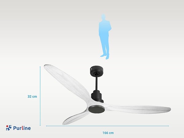 PURLINE - Ventilateur de plafond Réversible  Thermostat Wifi Moteur à courant continu Toits en pente Télécommande Hypersilence Mémoire - large