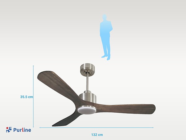 PURLINE - Ventilateur de plafond Réversible  Thermostat Dimmable Wifi Moteur à courant continu Toits en pente Télécommande Lumière à trois tons Hypersilence Mémoire - large