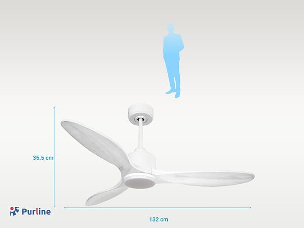 PURLINE - Ventilateur de plafond Réversible  Thermostat Dimmable Wifi Moteur à courant continu Toits en pente Télécommande Lumière à trois tons Hypersilence Mémoire - large