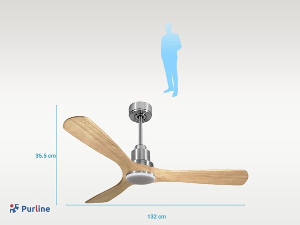 PURLINE - Ventilateur de plafond Réversible  Thermostat Dimmable Wifi Moteur à courant continu Toits en pente Télécommande Lumière à trois tons Hypersilence Mémoire - large