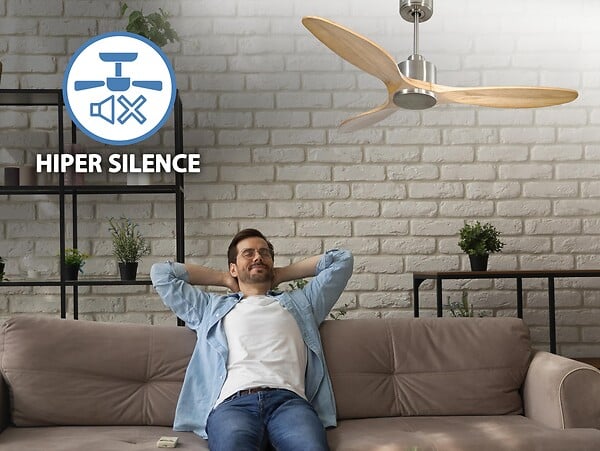 PURLINE - Ventilateur de plafond Réversible  Thermostat Wifi Moteur à courant continu Toits en pente Télécommande Hypersilence Mémoire - large