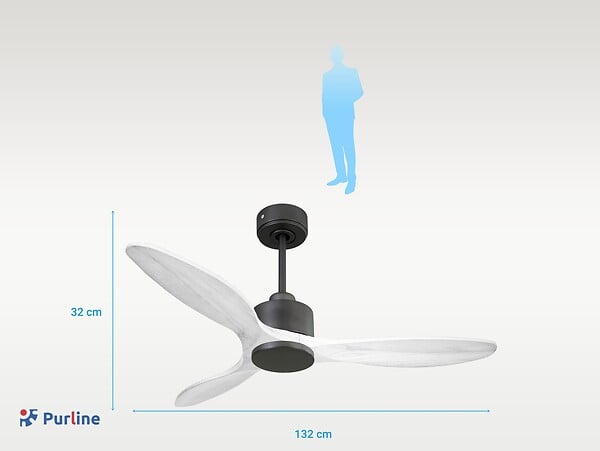PURLINE - Ventilateur de plafond Wifi Moteur à courant continu Télécommande Hypersilence Mémoire - large