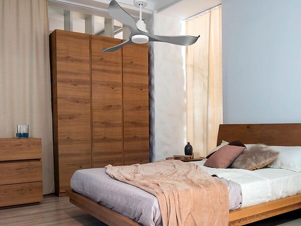 PURLINE - Ventilateur de plafond Réversible  Thermostat Dimmable Wifi Moteur à courant continu Toits en pente Télécommande Lumière à trois tons Mémoire - large