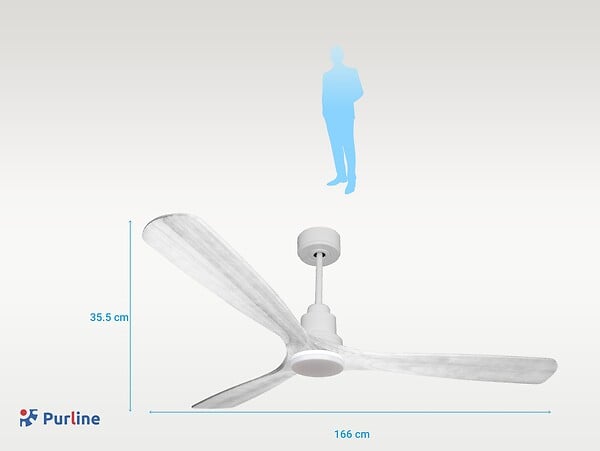 PURLINE - Ventilateur de plafond Réversible  Thermostat Dimmable Wifi Moteur à courant continu Toits en pente Télécommande Lumière à trois tons Hypersilence Mémoire - large