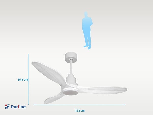 PURLINE - Ventilateur de plafond Réversible  Thermostat Dimmable Wifi Moteur à courant continu Toits en pente Télécommande Lumière à trois tons Hypersilence Mémoire - large