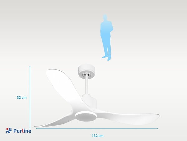 PURLINE - Ventilateur de plafond Réversible  Thermostat Wifi Moteur à courant continu Toits en pente Télécommande Hypersilence Mémoire - large